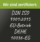 Bild von Zertifikat: DIN ISO 9001-2015 EU-Betrieb DEHE 10036-EG